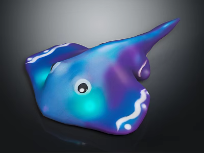 Vibrant Purple Blue Fantasy Sea Creature With Large Glowing Eye And White Wavy Patterns 3d model