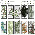 Colorful Decorative Vines on Metal Grid Frames for Garden Decoration Ideas