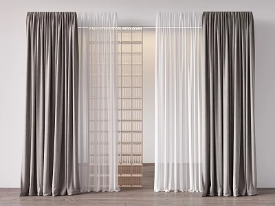Curtain Cream Wind Curtain Silent Wind Curtain Living Room Curtain Bedroom Curtain Glass Brick Cloth Curtain Gauze Curtain 3d model