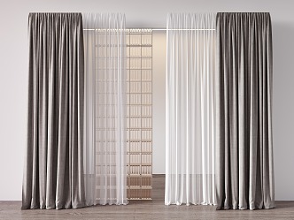 Curtain Cream Wind Curtain Silent Wind Curtain Living Room Curtain Bedroom Curtain Glass Brick Cloth Curtain Gauze Curtain 3d model