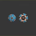 Fashion Rings with Blue Spiked Decorations and Pink Hollow Rose Gold Bands