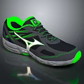 Black And Green Running Shoes With Gray Accents White Logo And Cushioned Sole