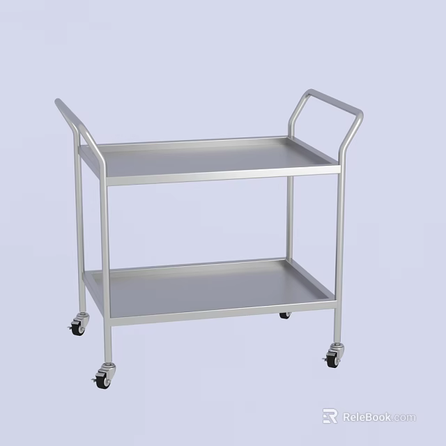 Durable Two Tier Metal Commercial Equipment Cart With Wheels For Transport 3d model 
