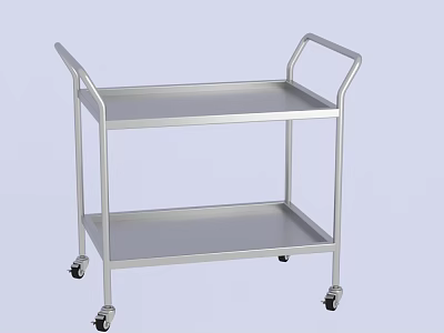 Durable Two Tier Metal Commercial Equipment Cart With Wheels For Transport 3d model