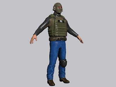 Figure Soldier Headgear Man Bulletproof Jacket Jeans Game Figure model