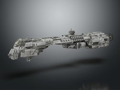 Large Sci Fi Spaceship Featuring Complex Structure Gray Color Multiple Modules And Detailed Components 3d model