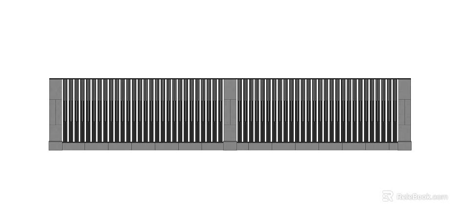 Modern Feature Wall Design With Vertical Slats And Gray Base Structure 3d model 