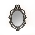 Vintage Style Decorative Mirror With Ornate Black Frame And Oval Shape Design