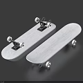 Two Skateboard Sports Equipment With White Deck Black Trucks And Wheels