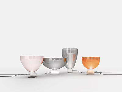 Modern Table Lamps in Various Colors with Sleek Design Arranged in a Row 3d model