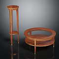 Elegant Wooden Plant Stand With Round Tabletop And Gold Accent Design Details