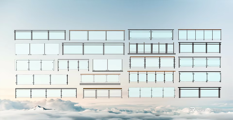 Modern Outdoor Fence Designs With Glass Panels And Metal Frames 3d model 