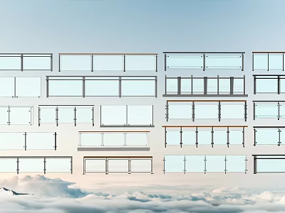 Modern Outdoor Fence Designs With Glass Panels And Metal Frames 3d model