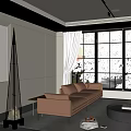 Modern living room sofa side table floor lamp bookcase 3d model