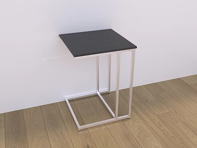 Modern Coffee Table With Black Tabletop And Silver Metal Frame On Wooden Floor 3d model
