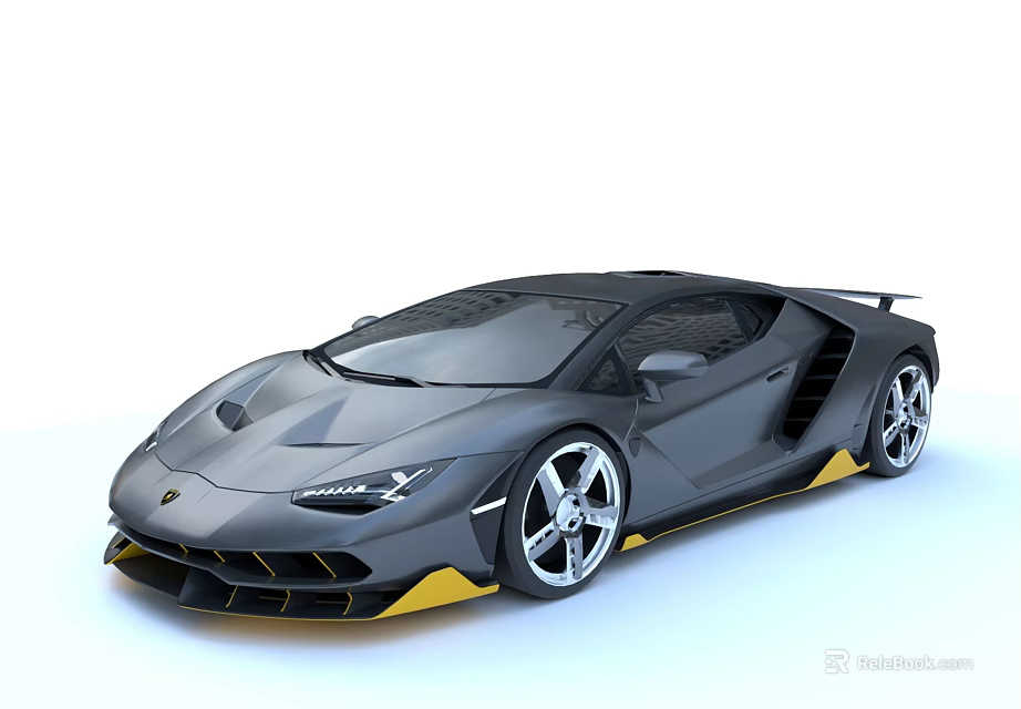 Sleek Gray Supercar Featuring Yellow Accents Aggressive Aerodynamic Design And Stylish Alloy Wheels 3d model 