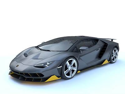 Sleek Gray Supercar Featuring Yellow Accents Aggressive Aerodynamic Design And Stylish Alloy Wheels 3d model