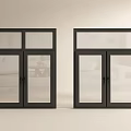 Modern Twin Casement Windows Design With Black Frame And Clear Glass Panels