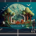 Photo Spot With Enchanted Forest Cabin Birds And Art Installation