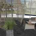 Modern Sales Office Interior With Reception Desk Comfortable Chairs And Large Glass Windows