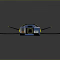 Futuristic Spacecraft Model In Blue White Yellow With Sleek Geometric Design And Wings