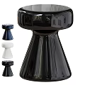 Modern Sculptural Base Side Table With Black White Blue Ceramic Glazed Finish 3d model