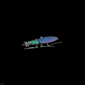 Colorful Reptile 3D Model with Green Purple Body Spotted Texture and Long Legs