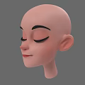 Cartoon Woman Head With Closed Eyes Red Lips And Smooth Skin Side View