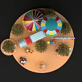 Festive Christmas Decoration Scene With Colorful Hot Air Balloon Ferris Wheel And Gift Boxes