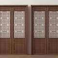 Classic Interior Wooden Doors Featuring Intricate Carved Lattice Windows Design