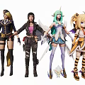 Vibrant Game And Movie Characters With Diverse Outfits Swords And Unique Features