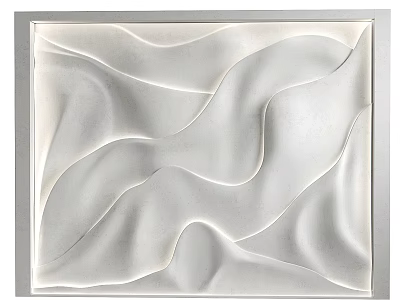 White Abstract Painting With Wavy Textured Patterns And Soft Light Shadow Effects 3d model