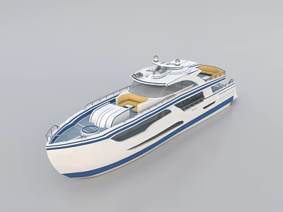 Modern Luxury Yacht With Streamlined Design And Blue White Color Scheme 3d model Modern Luxury Yacht With Streamlined Design And Blue White Color Scheme 3d model