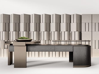 Front desk, reception desk, end view desk 3d model