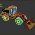 Liare Yellow Functional Loader With Large Bucket And Muddy Tires 3d model