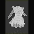 Classic Maid Costume With White Ruffle Collar Black Skirt And Checkered Apron