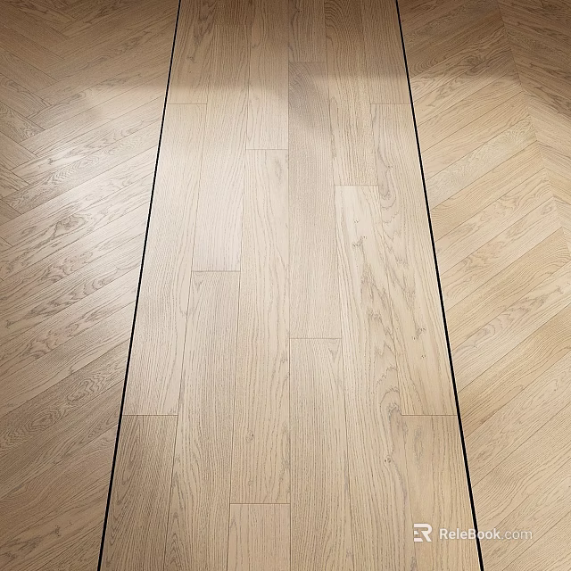 Light Colored Oak Wooden Flooring With Herringbone Pattern For Home Interior 3d model
