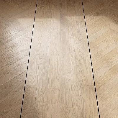 Light Colored Oak Wooden Flooring With Herringbone Pattern For Home Interior 3d model