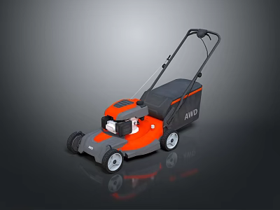 AL KO Push Type Lawn Mower With Orange Gray Design For Agricultural Use 3d model