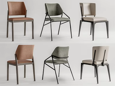 Modern Dining Chairs In Multiple Colors With Leather Seats And Metal Legs 3d model