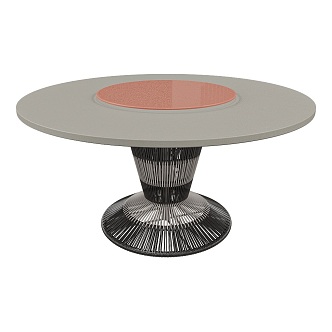 Modern Red Hearts Round Table 3d model