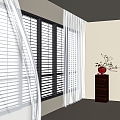 Modern venetian blinds window screen bonsai 3d model