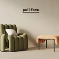 Modern Cream Style Casual Sofa Lazy Sofa Stool Shoe Changing Stool 3d model