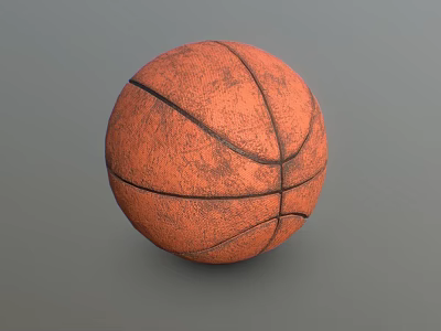 High Quality Indoor Basketball Court Featuring Classic Orange Worn Basketball 3d model