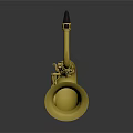 Golden Saxophone Musical Instrument With Shiny Brass Surface And Gray Background Reflection