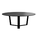 Modern Round Black Dining Table With Sleek Surface And Geometric Base Design 3d model