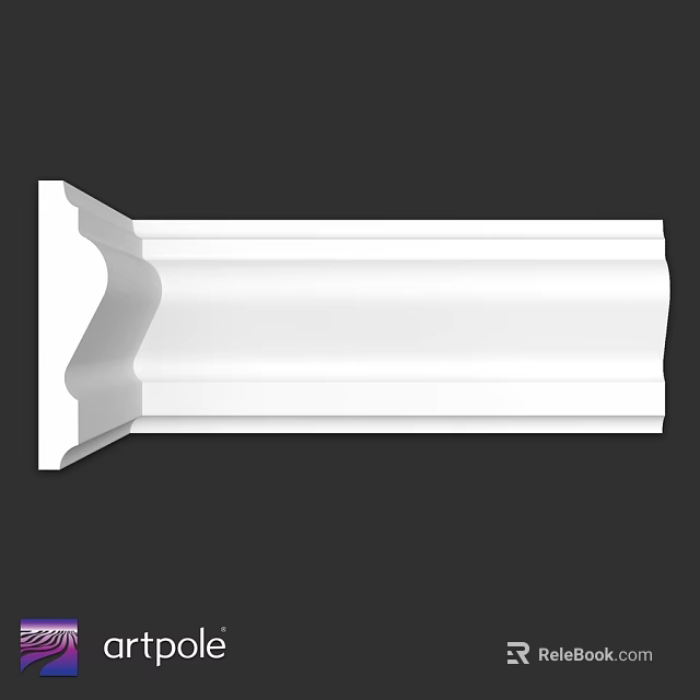 White Decorative Molding Component With Smooth Surface And Curved Design For Interior Use 3d model 