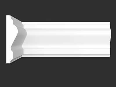 White Decorative Molding Component With Smooth Surface And Curved Design For Interior Use 3d model