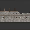 Ancient Architecture Ruins With Weathered Stone Walls Collapsed Structure And Stone Columns