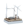 Wind Energy Equipment Model With Three Turbines Support Structures And Control Panels